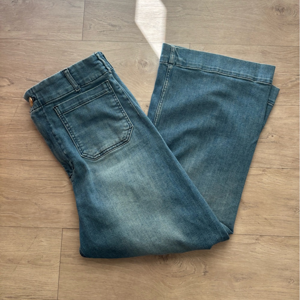 Maeve Blue Wide-Leg Cropped Jeans - Picture 2 of 3